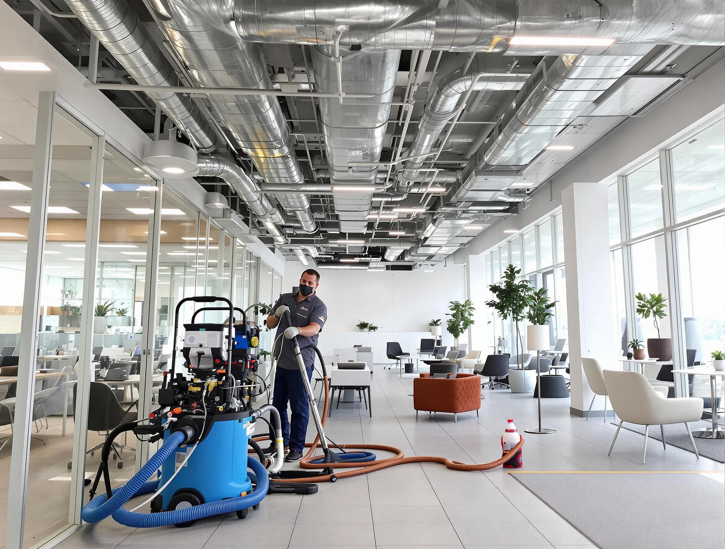 Hartsville Air Duct Cleaning team conducting comprehensive commercial duct cleaning at a business location in Hartsville