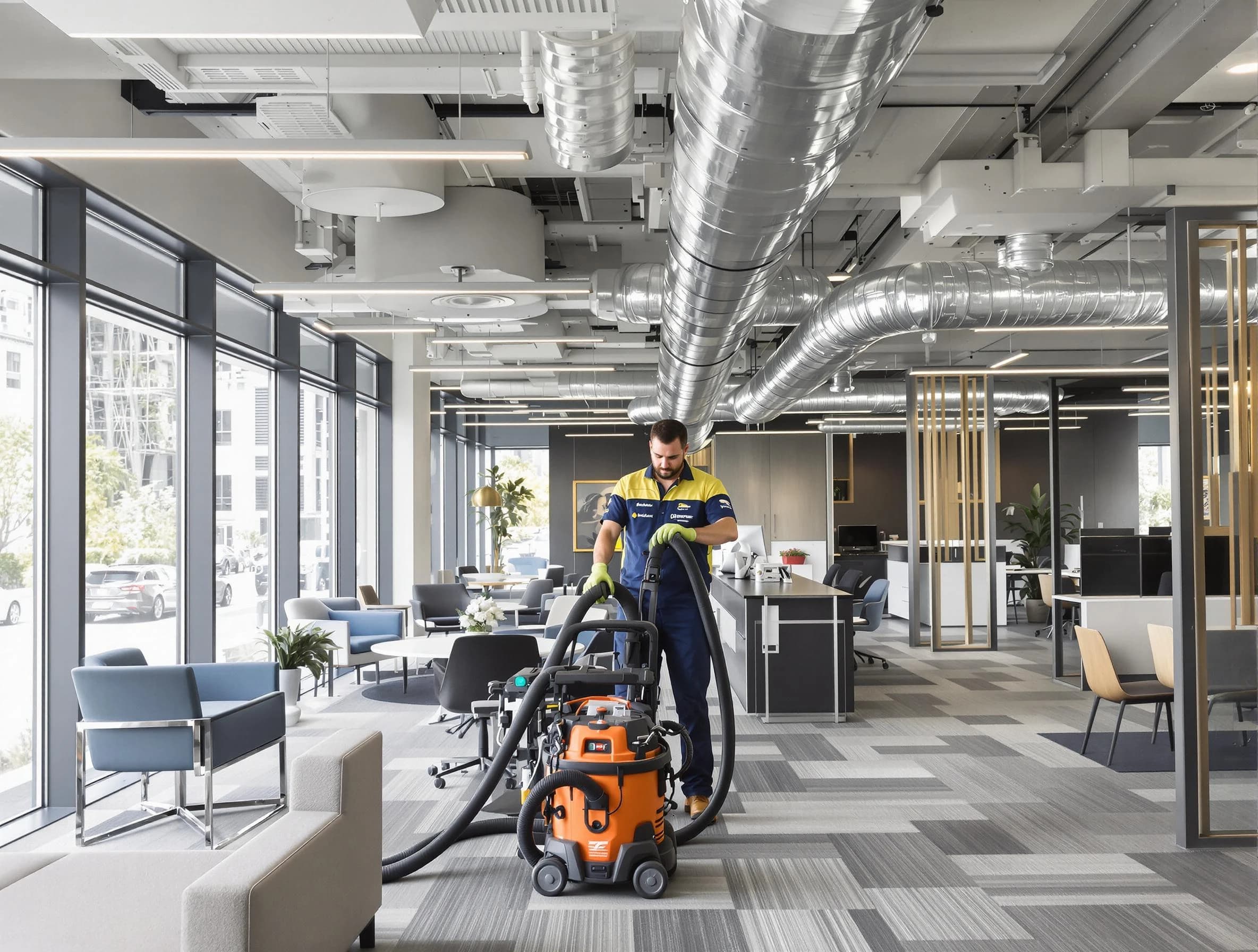 Hartsville Air Duct Cleaning team performing thorough commercial duct cleaning at a Hartsville business center