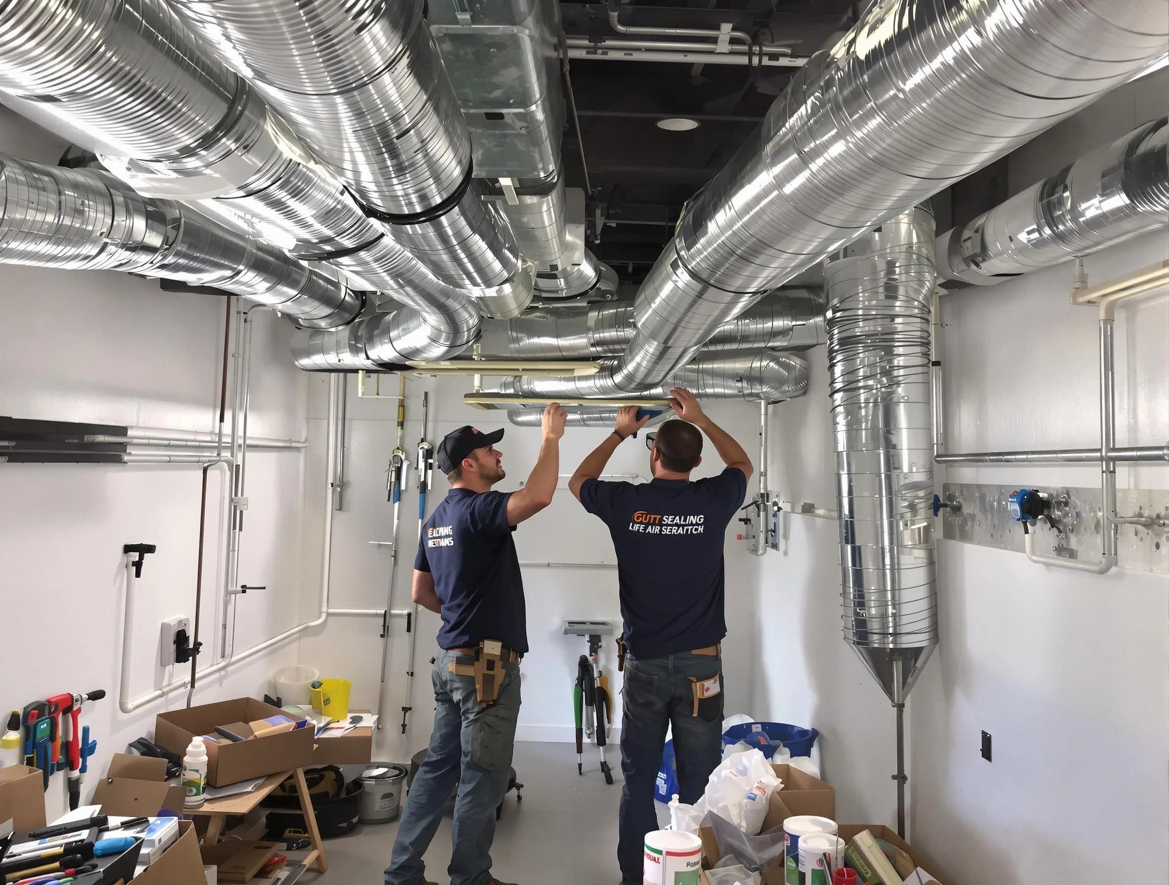 Hartsville Air Duct Cleaning technician applying professional duct sealing solutions in Hartsville