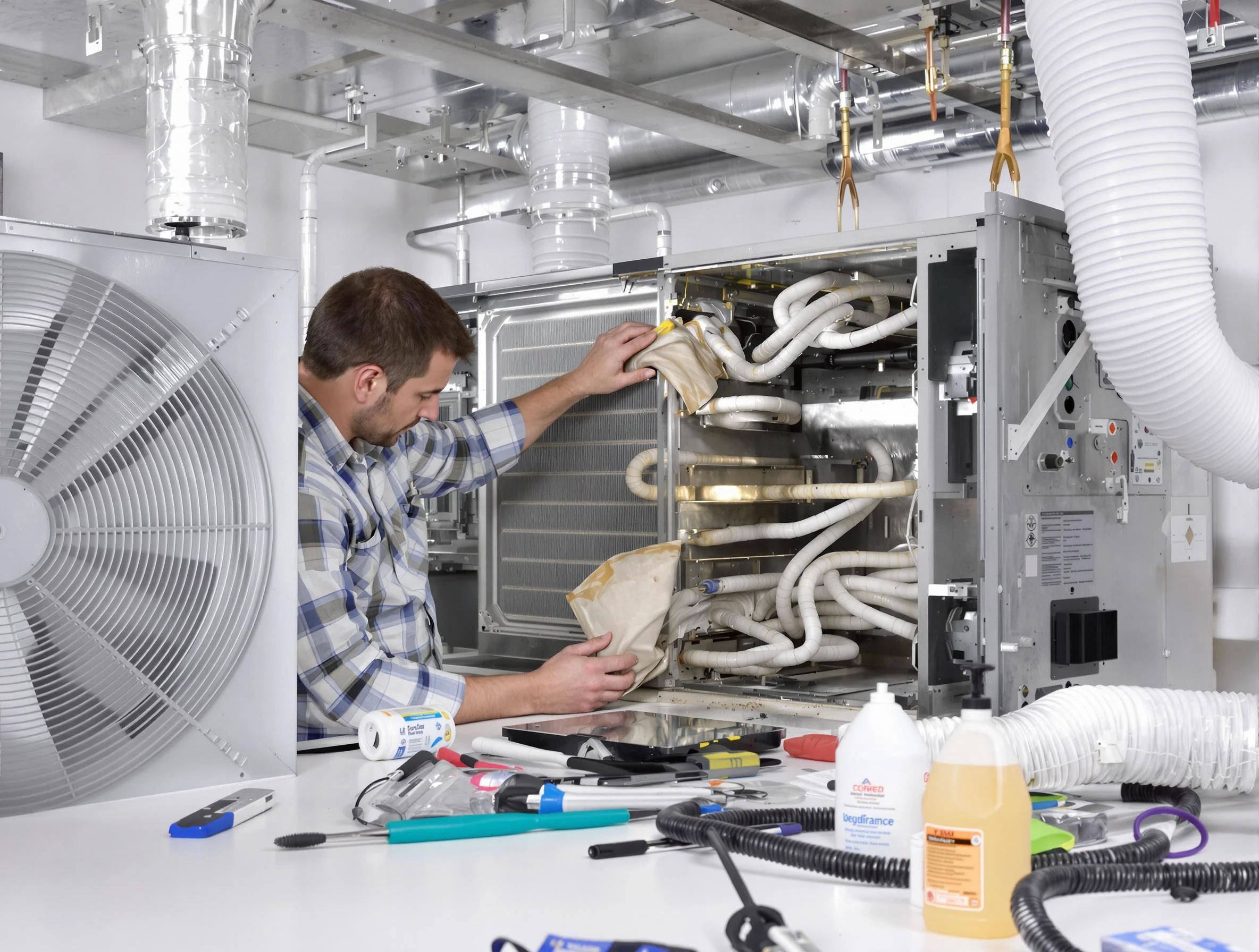 Hartsville Air Duct Cleaning specialist performing precision AC coil cleaning in Hartsville